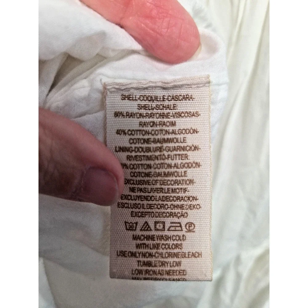 FREE PEOPLE XS Boho White Embroidered Mini Dress Smocked Off Shoulder Sunbeams - Picture 9 of 11